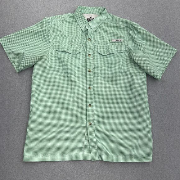 Habit Shirt Mens Medium Green Checkered Fishing Shirt 40+ Solar Factor Vented - Picture 1 of 9